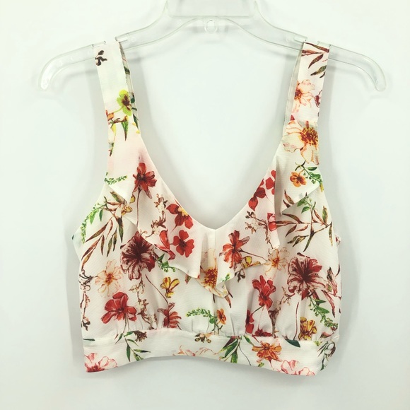 essue Tops - Essue White Floral Crop Top Small